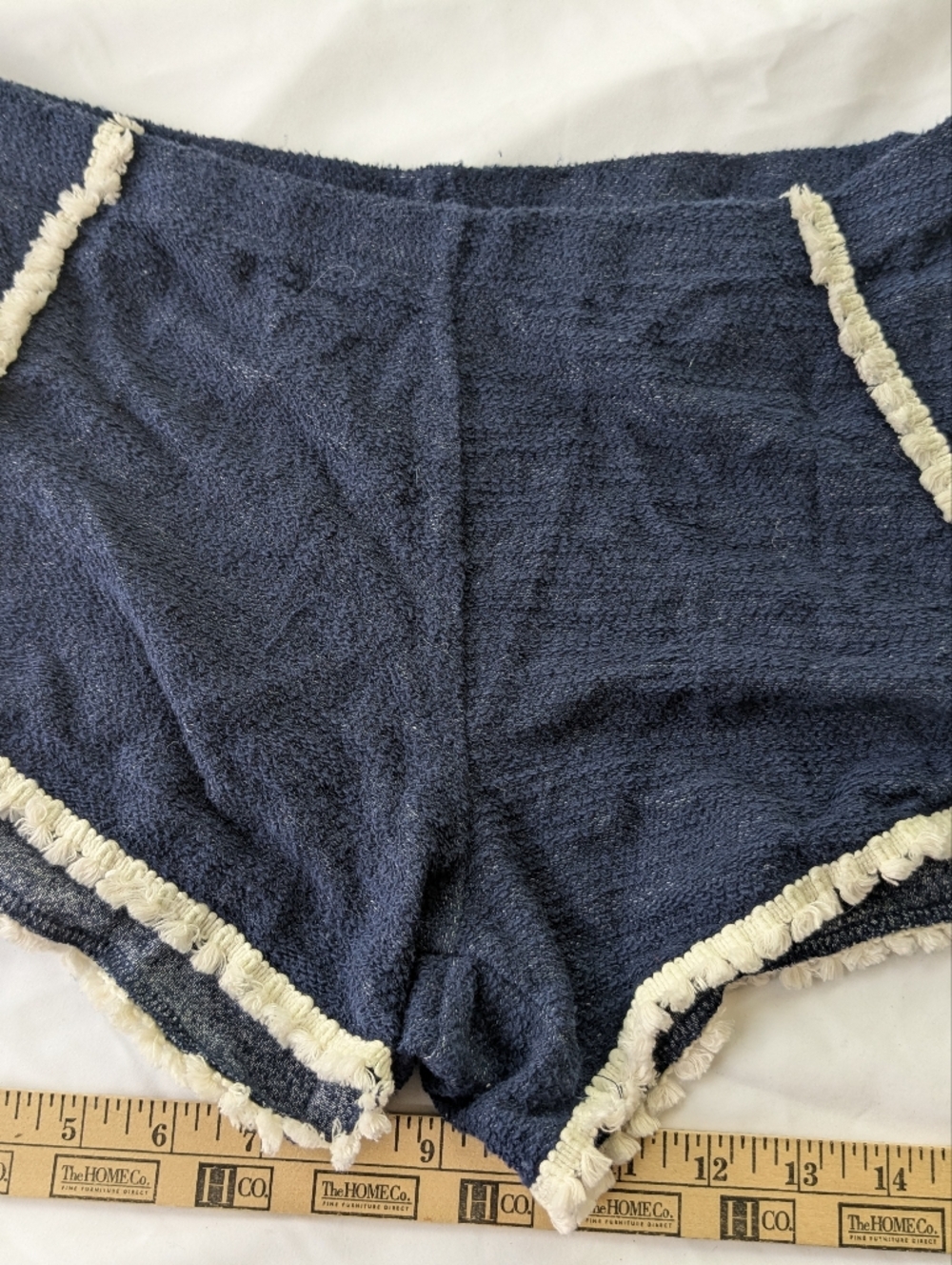 Navy Terry Shorts with Cream Trim